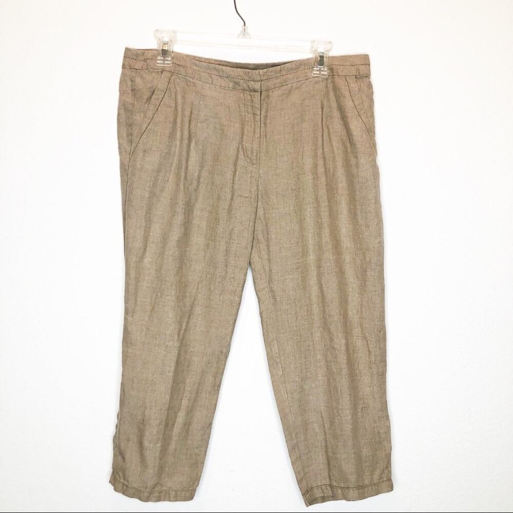 Eileen Fisher Lightweight Organic Cotton Canvas Roll Tab Crop Pants Sustainable
